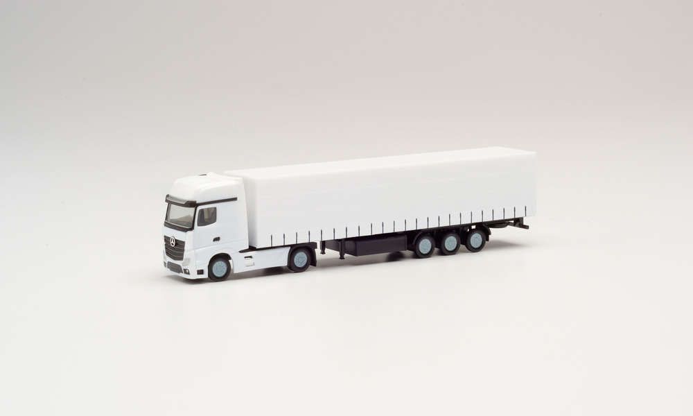 Herpa 13796 - Minikit Mercedes-Benz Actros Gardinenplanen-Sattelzug weiß 1:87