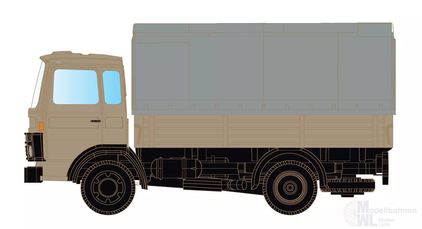 Lemke Minis 4830 - DAF 900 mit Pritsche/Plane neutral N 1:160