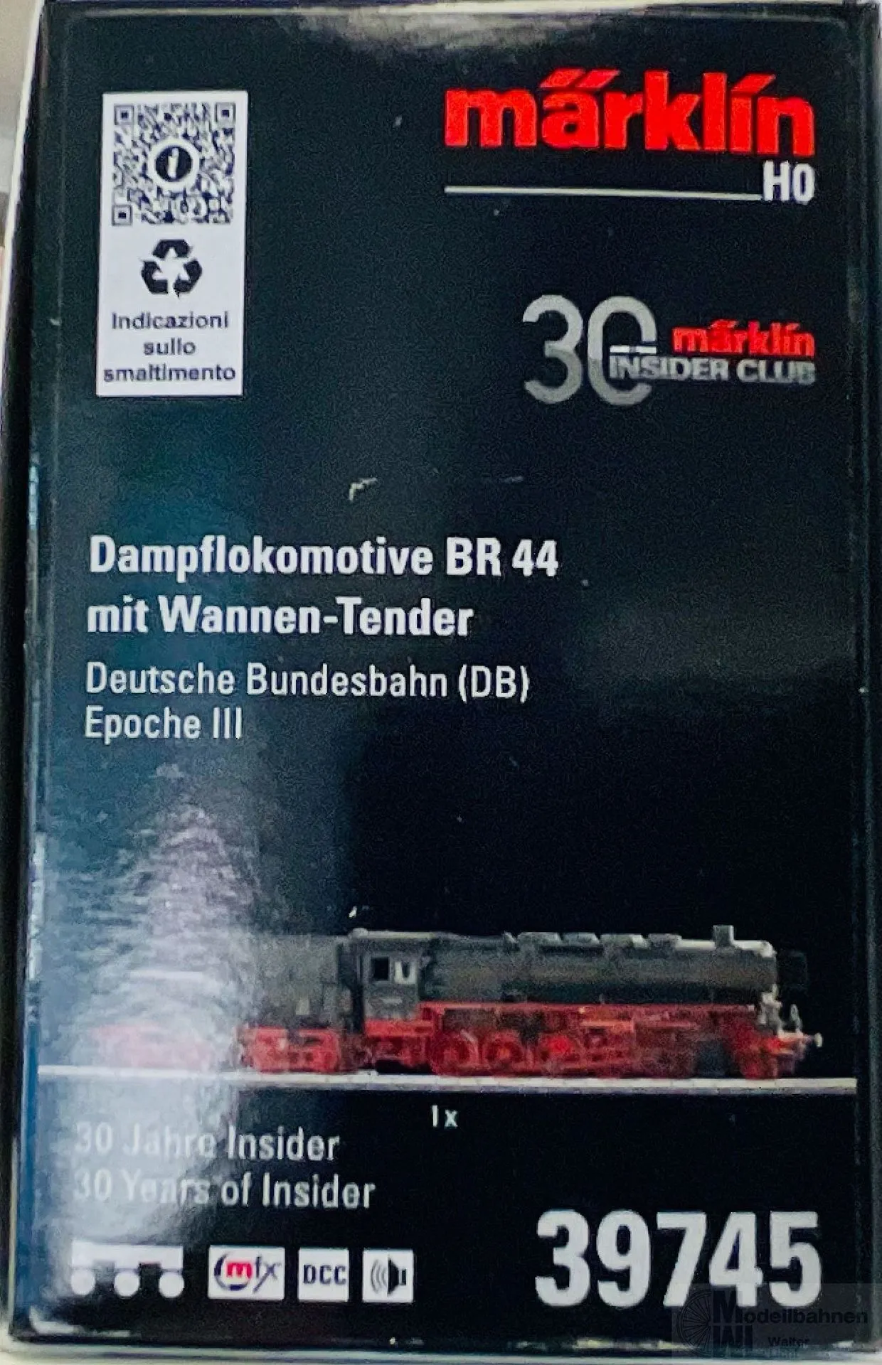 Märklin 39745 - MÄRKLIN - INSIDER Dampflok BR 44 DB Ep.III Wannentender H0/WS Sound
