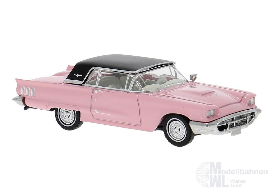 Brekina 18202 - Ford Thunderbird Cabrio mit Hardtop rosa H0 1:87