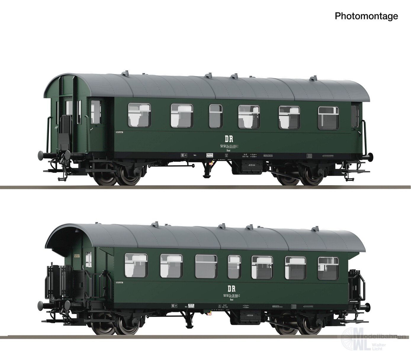 Roco 6280085 - Personenwagen Set Donnerbüchse Reko DR Ep.IV 2.tlg. TT 1:120