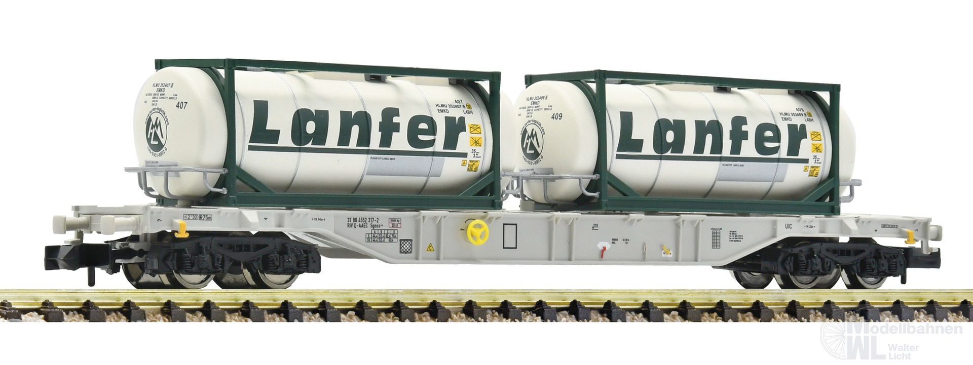 Fleischmann 6660088 - Containertragwagen AAE Ep.VI mit 2 Tankcontainer LANFER N 1:160