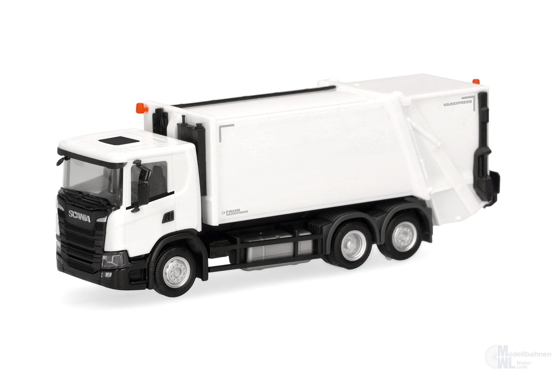 Herpa 321846 - Scania CG17 Pressmüll-Fahrzeug weiß H0 1:87