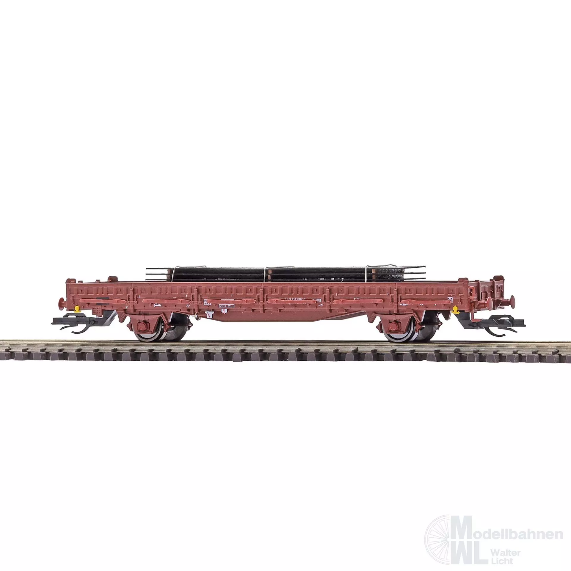 Busch 31515 - Flachwagen DR EP.IV mit Rungen Ks 330 beladen mit Stahlplatten TT 1:120