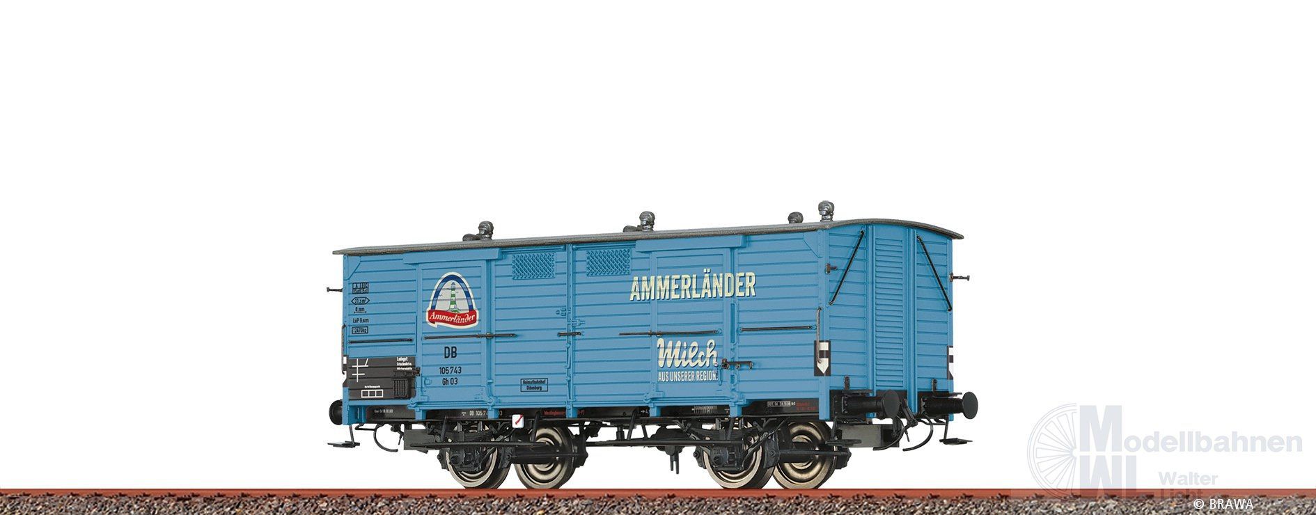 Brawa 50979 - Milchwagen DB Ep.IIIMolkerei Ammerländer Gh03 H0/GL