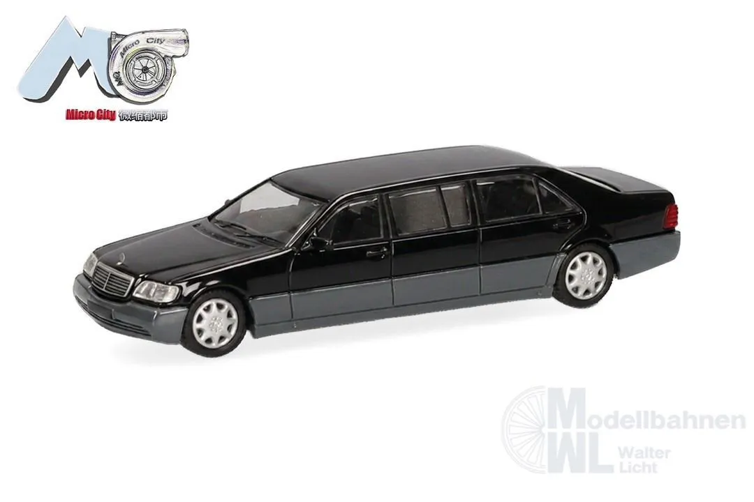 Herpa 87MC000117 - Mercedes-Benz S600 Pullmann, schwarz/silber H0 1:87