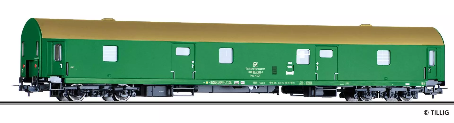 Tillig 74941 - Deutschen Bundespost Ep.V Bahnpostwagen Post me-bll/242 H0/GL