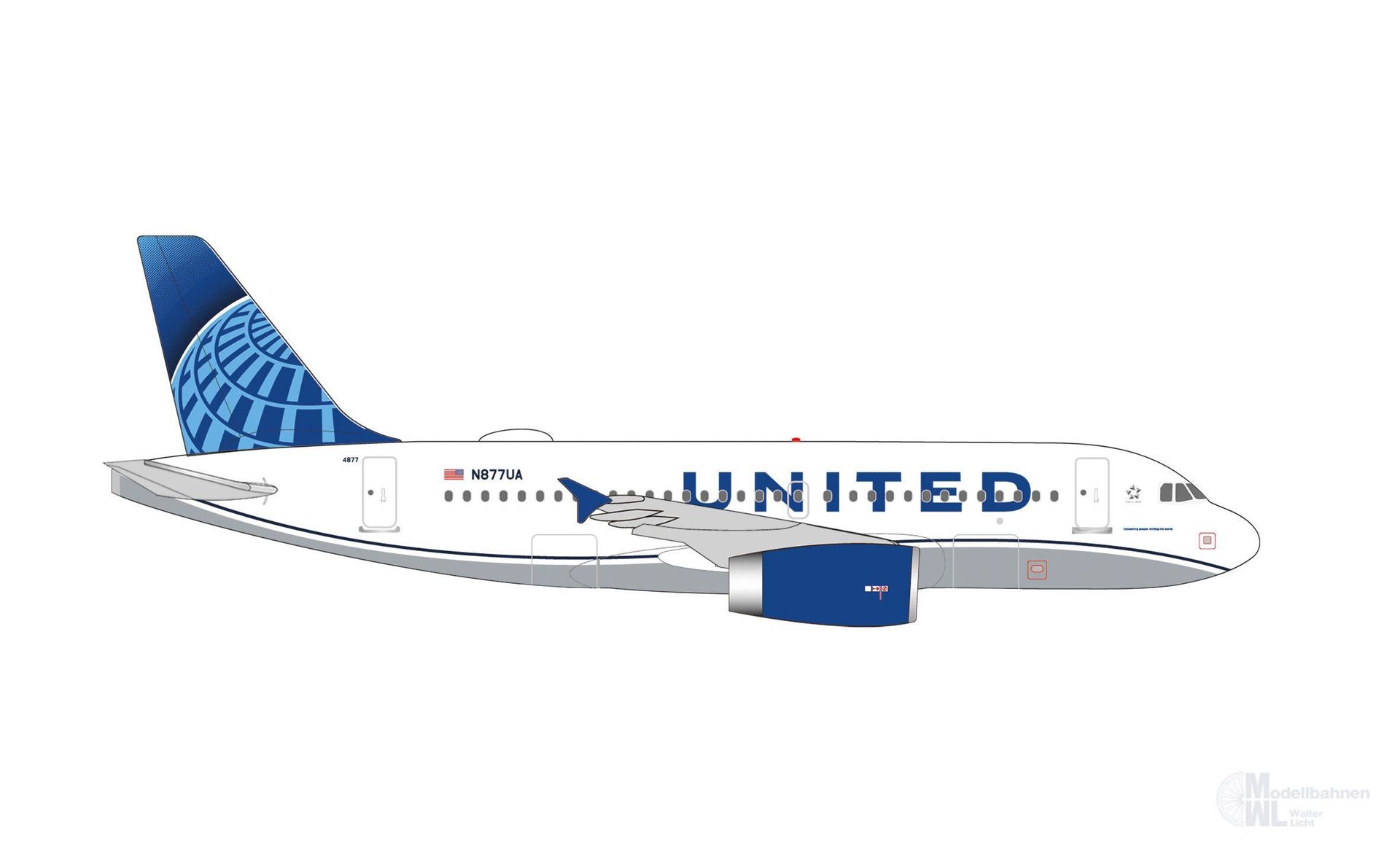 Herpa 538756 - Airbus A319 United Airlines 1:500