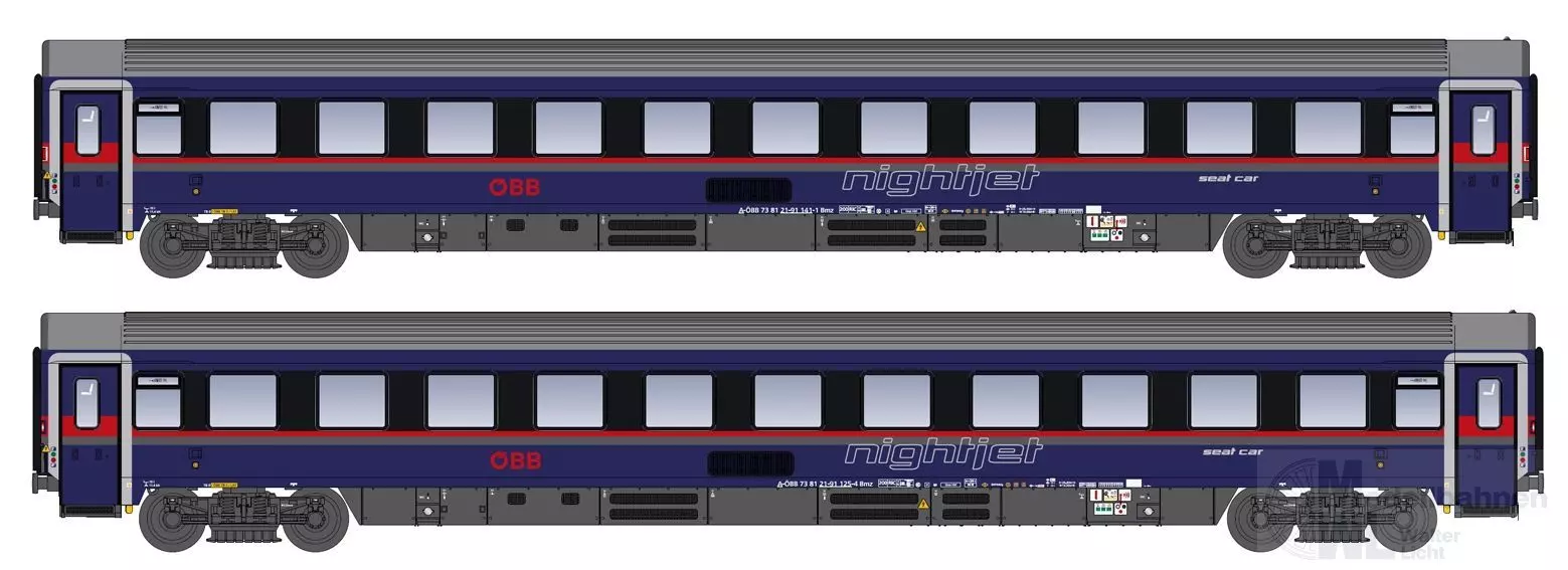 LS Models 97038-2N - Personenwagen Set ÖBB Nightjet Ep.VI DANI Bmz 2.tlg. N 1:160
