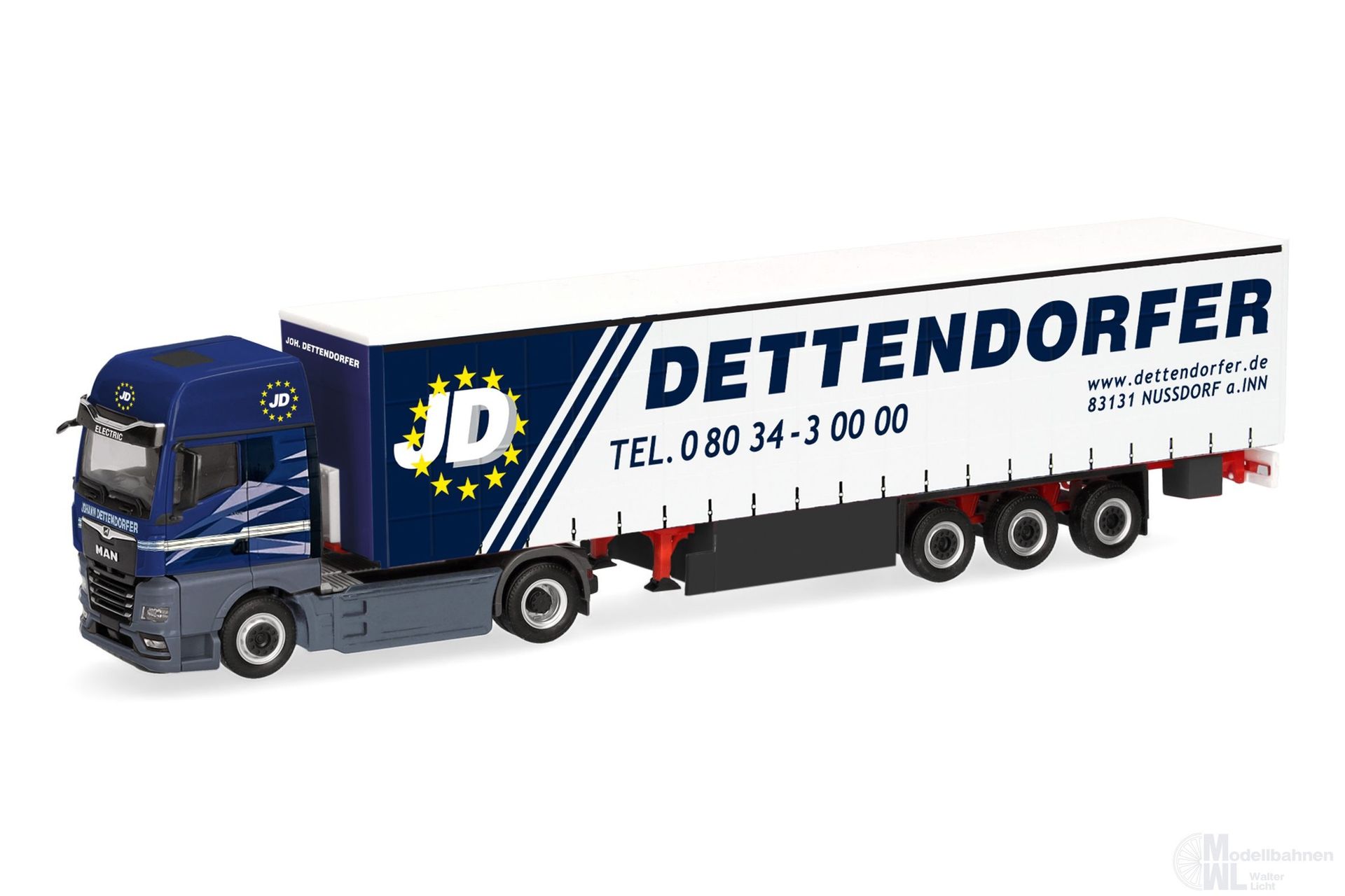 Herpa 321822 - MAN eTGX GX Gardinenplanen Sattelzug Dettendorfer H0 1:87