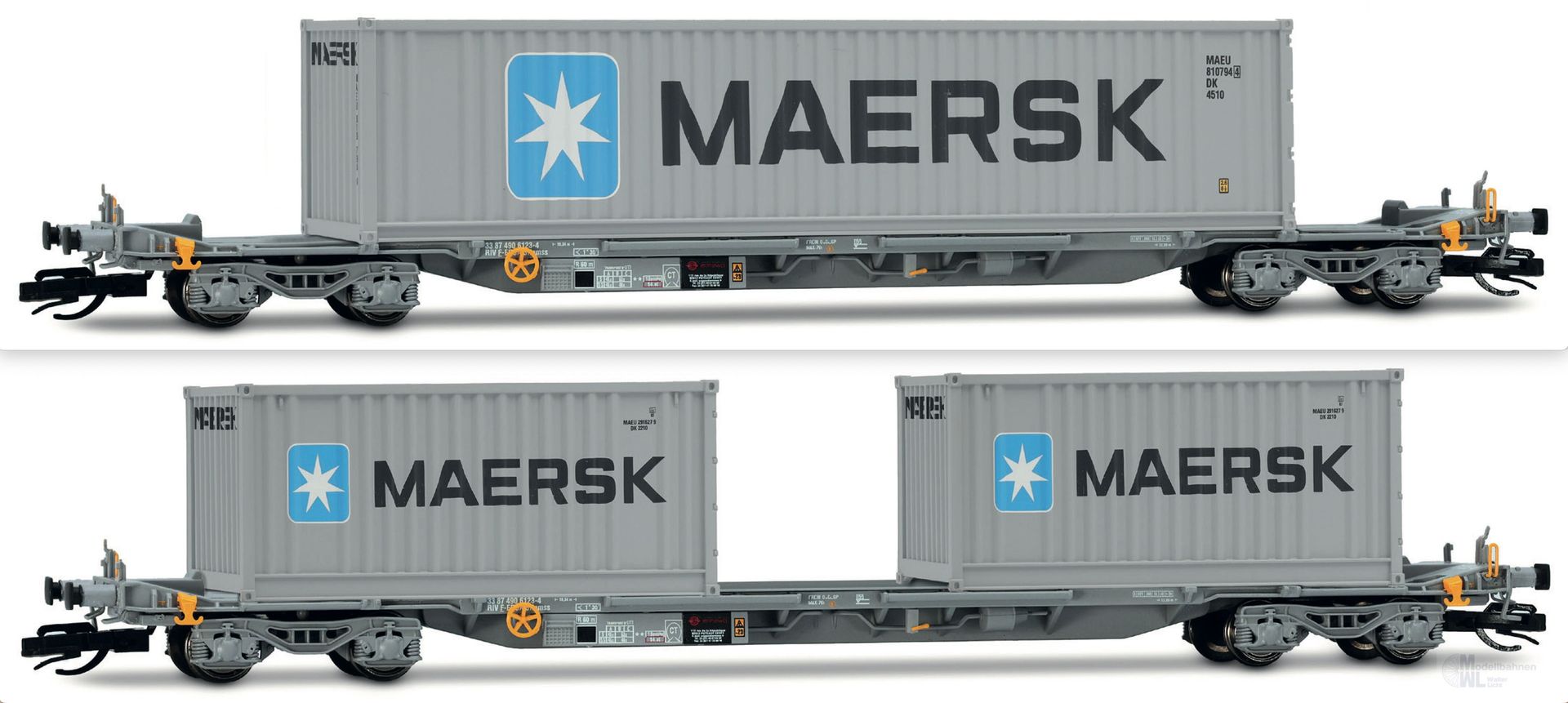 Arnold 9765 - Containertragwagen Set MAERSK Ep.VI 2.tlg TT 1:120