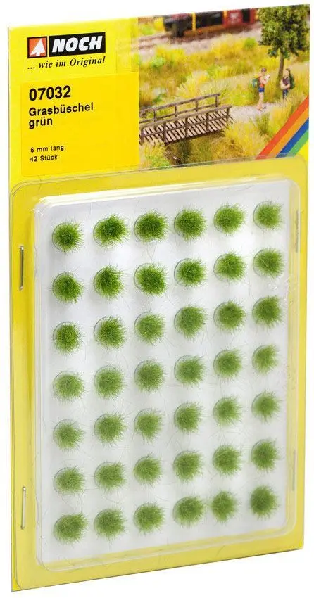 Noch 07032 - Grasbüschel Mini-Set grün, 42 Stück, 6 mm G/1/0/H0/H0m/H0e/TT/N/Z