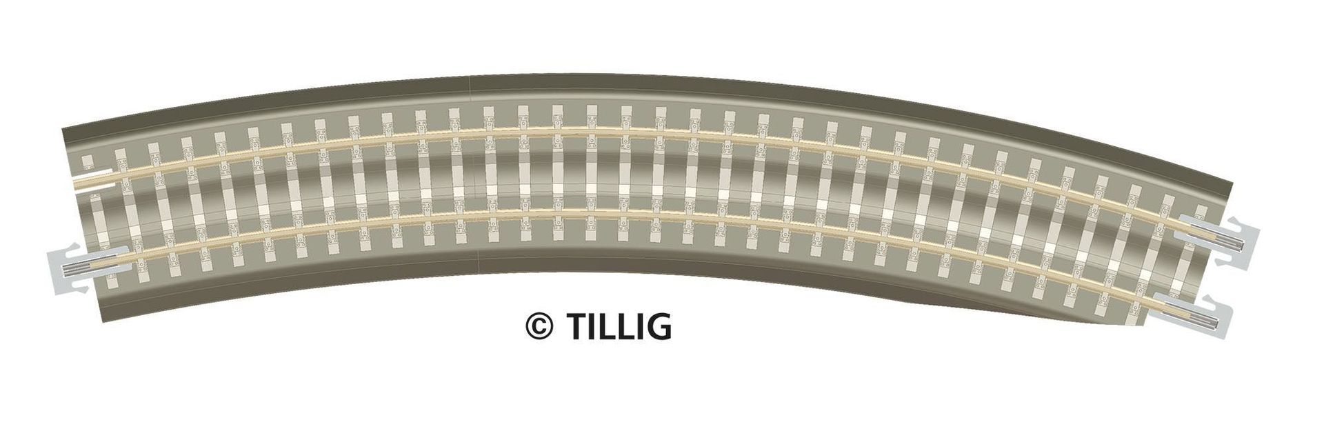 Tillig 83773 - Bettungsgleis Gleis gebogen R 396 mm BR11-32kre grau TT 1:120