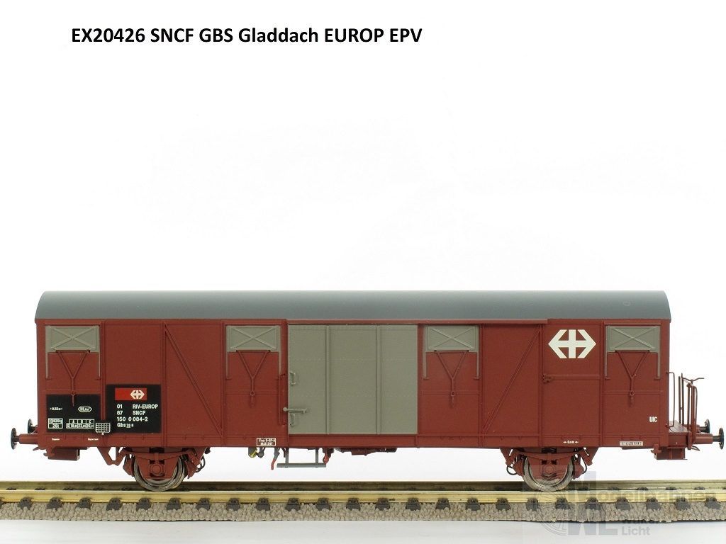 Exact Train 20426 - Güterwagen gedeckt SNCF Ep.V mit SBB Emblem Gbs 0187 H0/GL Exact Train 20426 - Güterwagen gedeckt SNCF Ep.V mit SBB Emblem Gbs 0187 H0/GL