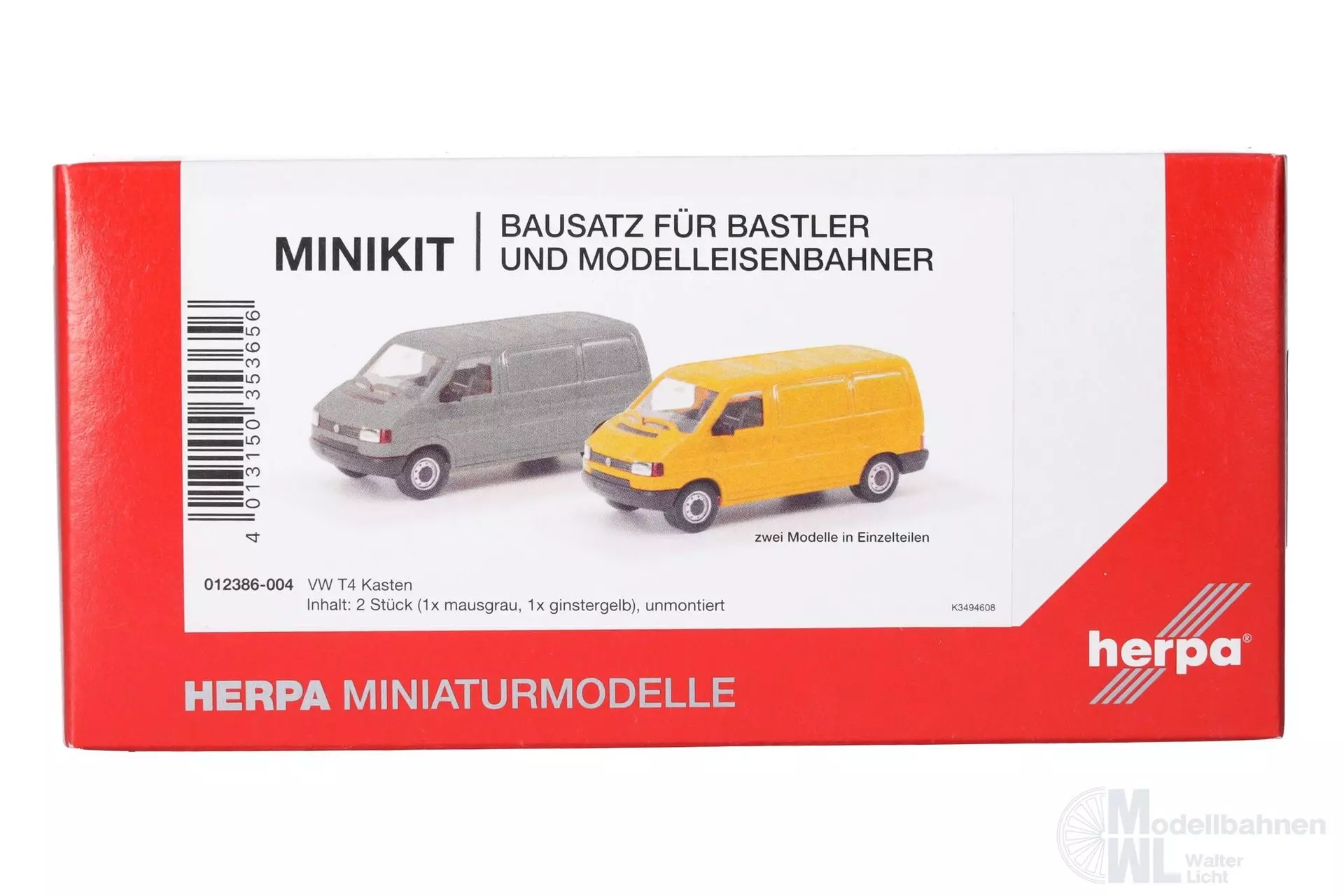 Herpa 012386-004 - MiniKit 2x VW T4 Kasten grau / ginstergelb H0 1:87