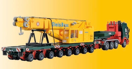 Kibri 13600 - Mercedes-Benz SK mit SCHEUERLE Plattformwagen und Oberteil Schienenkran H0 1:87