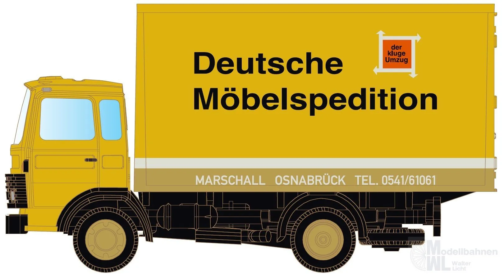 Lemke Minis 4803 - Magirus MK 130M8 mit Koffer - Deutsche Möbelspedition N 1:160