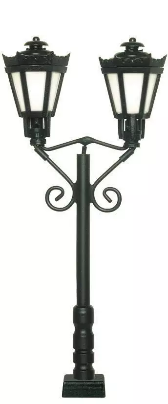 Viessmann 60731 - Parklaterne zweiflaammig schwarz Kontaktstecksockel LED warmweiß H0 1:87