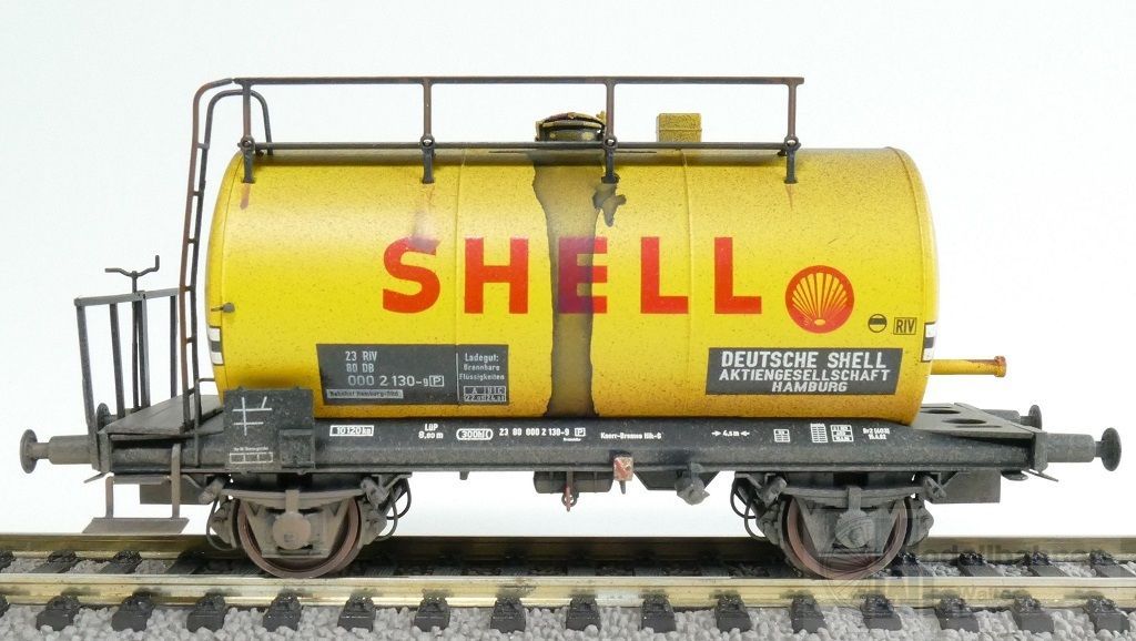 Exact Train 22057 - Kesselwagen DB Ep.IV Shell gelb gealtert H0/GL Exact Train 22057 - Kesselwagen DB Ep.IV Shell gelb gealtert H0/GL