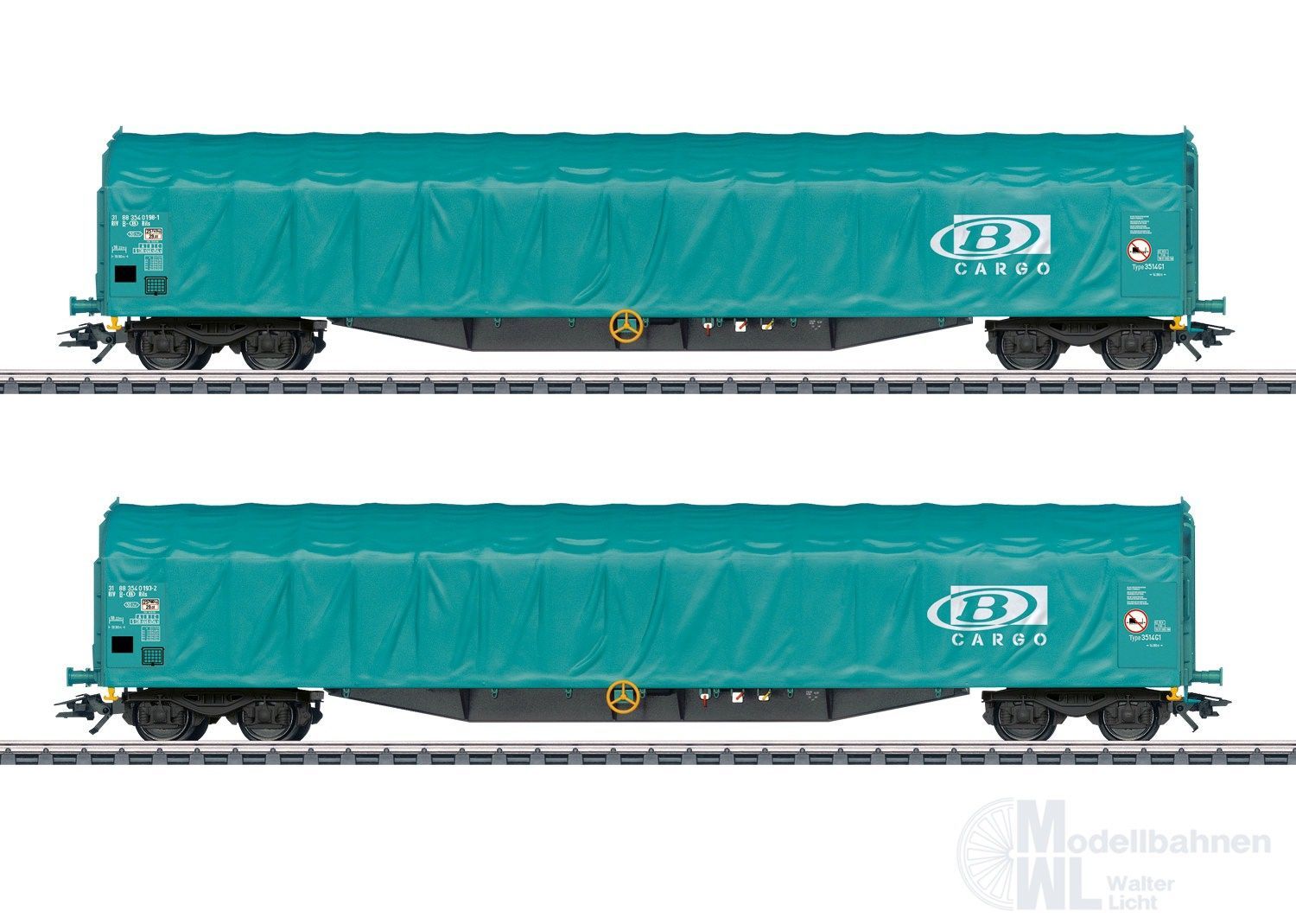Märklin 47164 - Schiebeplanenwagen Set SNCB Ep.VI Rils 2.tlg. H0/WS Märklin 47164 - Schiebeplanenwagen Set SNCB Ep.VI Rils 2.tlg. H0/WS