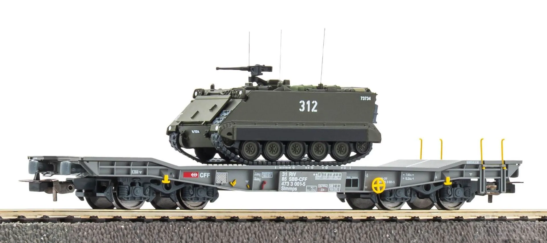 Piko 96280 - Panzertransportwagen SBB Ep.V mit M113 Schützenpanzer H0/GL