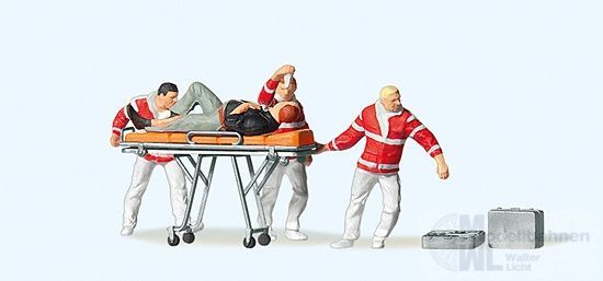 Preiser 10532 - Sanitäter mit Krankentrage H0 1:87