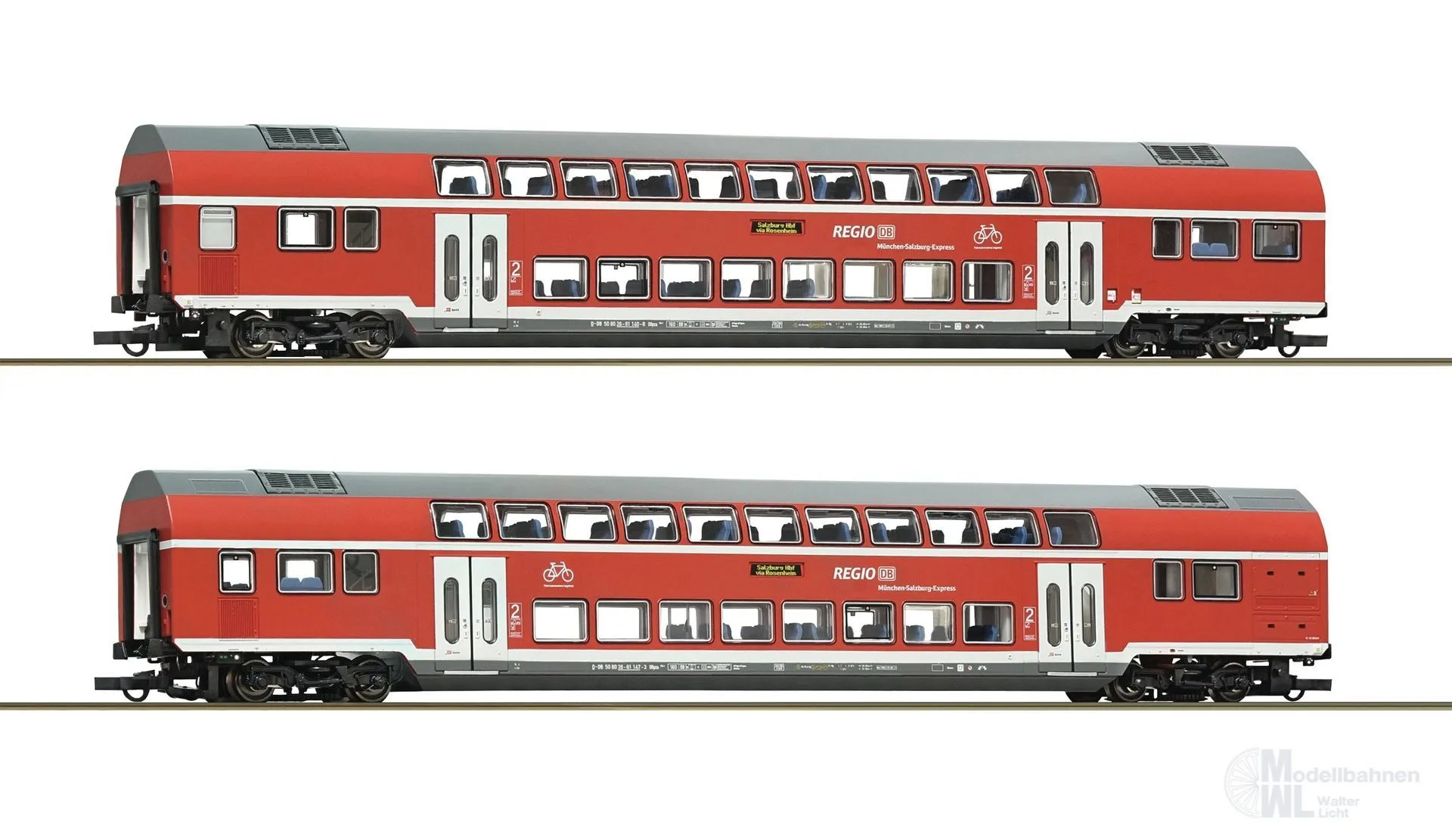 Roco 6220145 - Doppelstockwagen-Set DB Ep.VI 2.tlg. H0/WS