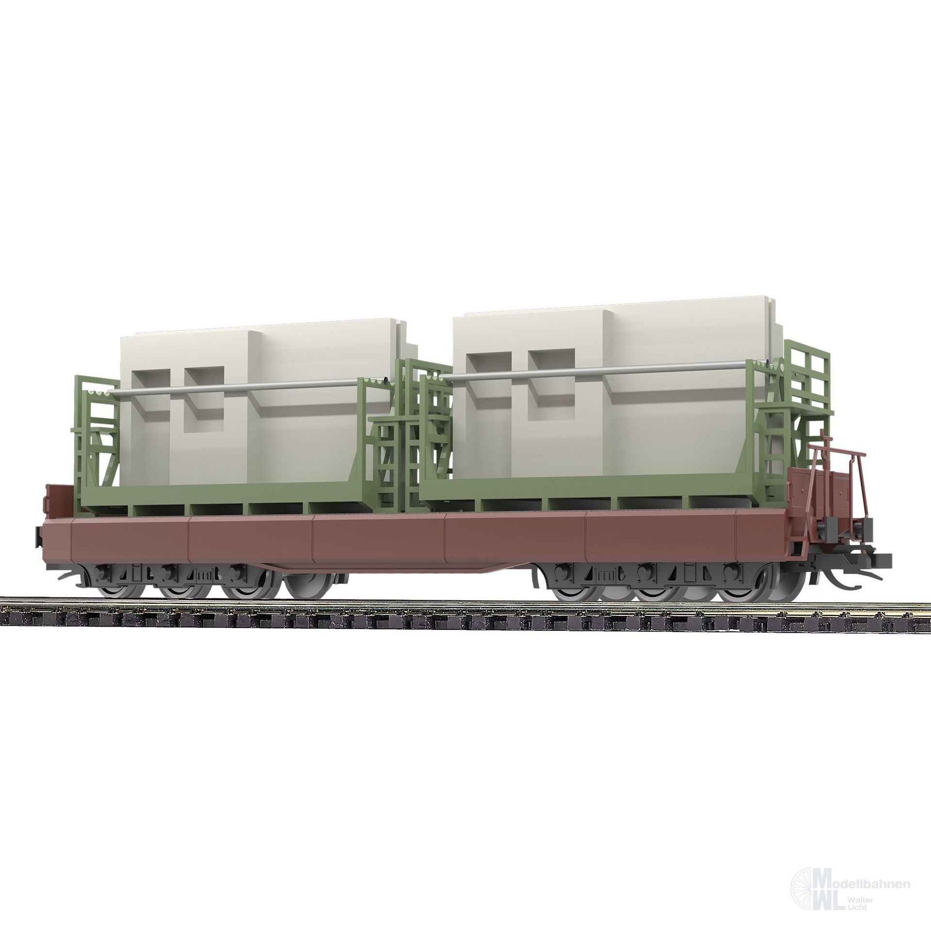 Busch 31655 - Flachwagen DR Ep.IV Samm 4818 Ladegut Wohnungsbauplatten  TT 1:120