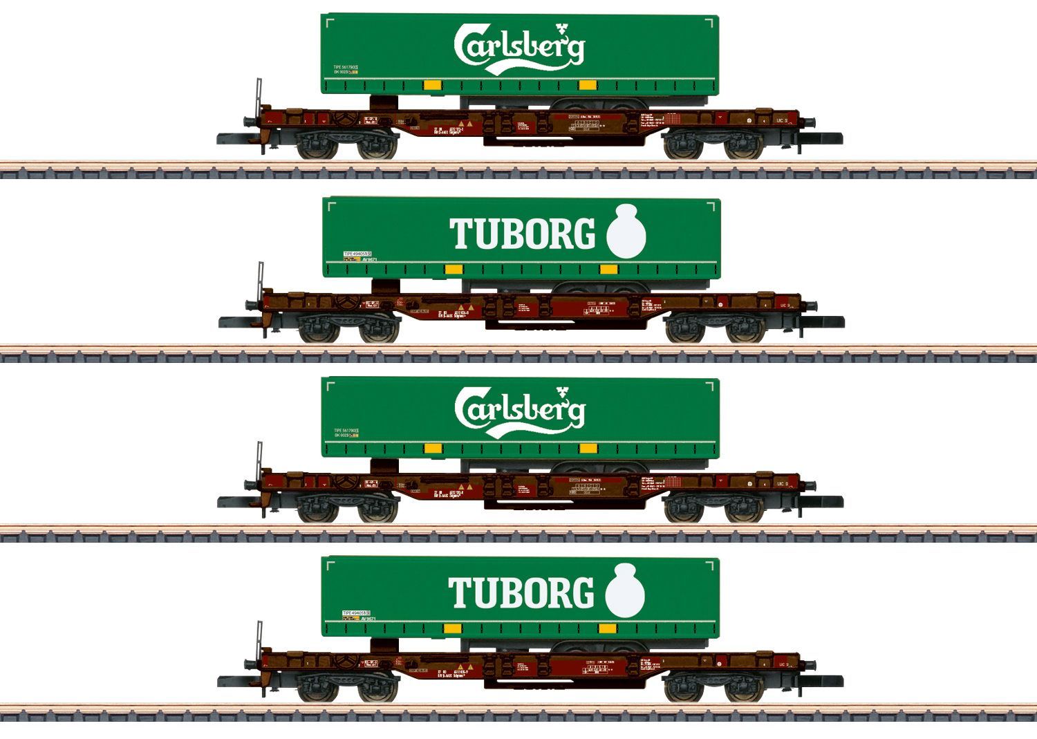 Märklin 82290 - Taschenwagen Set AAE Ep.VI 4.tlg. Carlsberg Z 1:220 Märklin 82290 - Taschenwagen Set AAE Ep.VI 4.tlg. Carlsberg Z 1:220