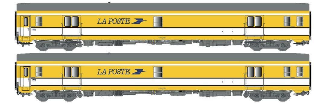 LS Models 40445 - Postwagen Set SNCF Ep.IV PA UIC La Poste gelb 2.tlg. H0/GL