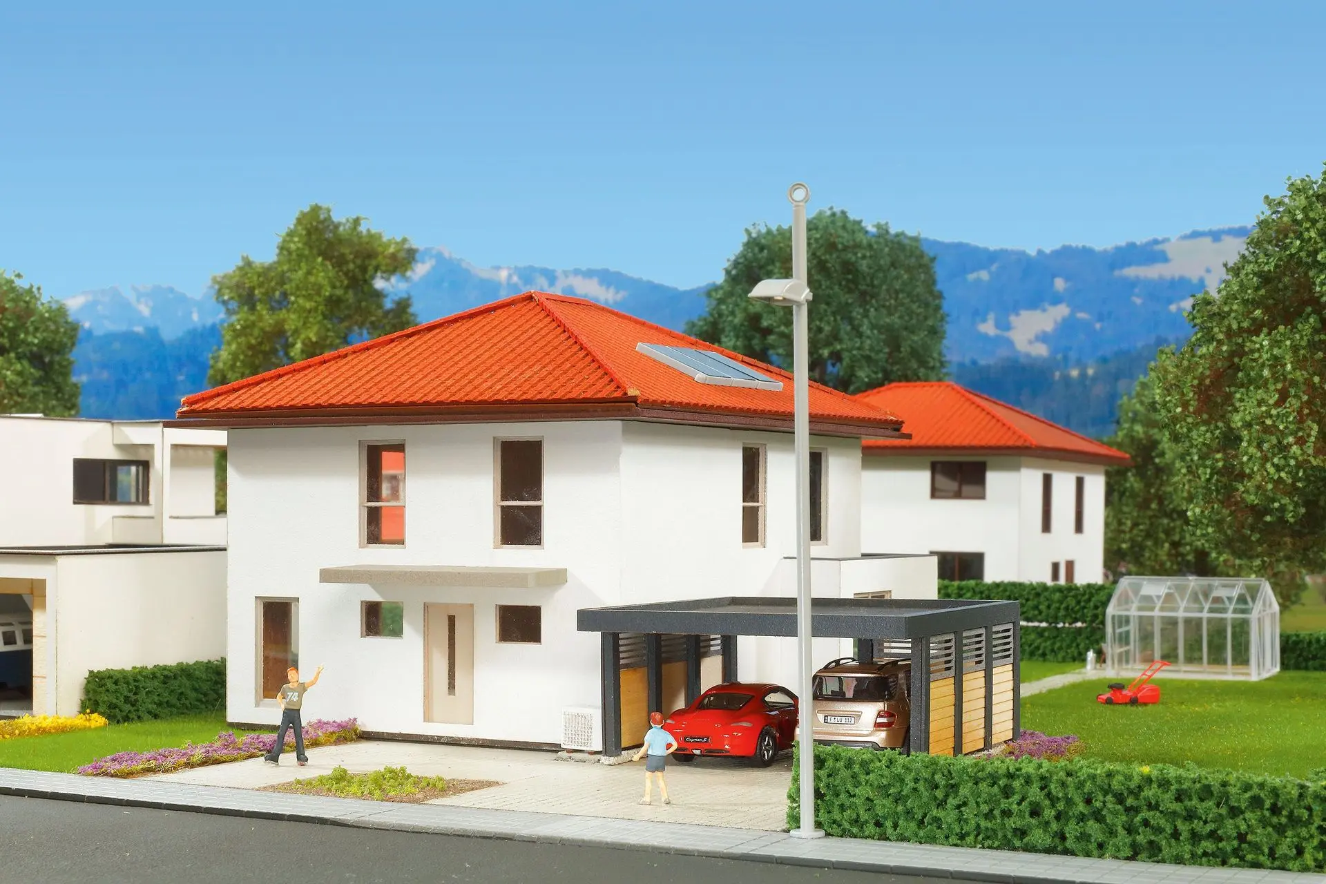 Kibri 38336 - Kubushaus Mia mit Carport Polyplate Bausatz H0 1:87