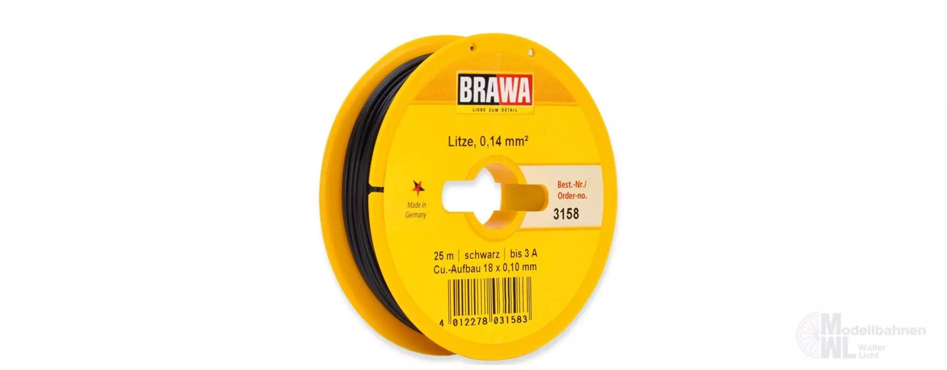 Brawa 3158 - Litze schwarz 25 Meter