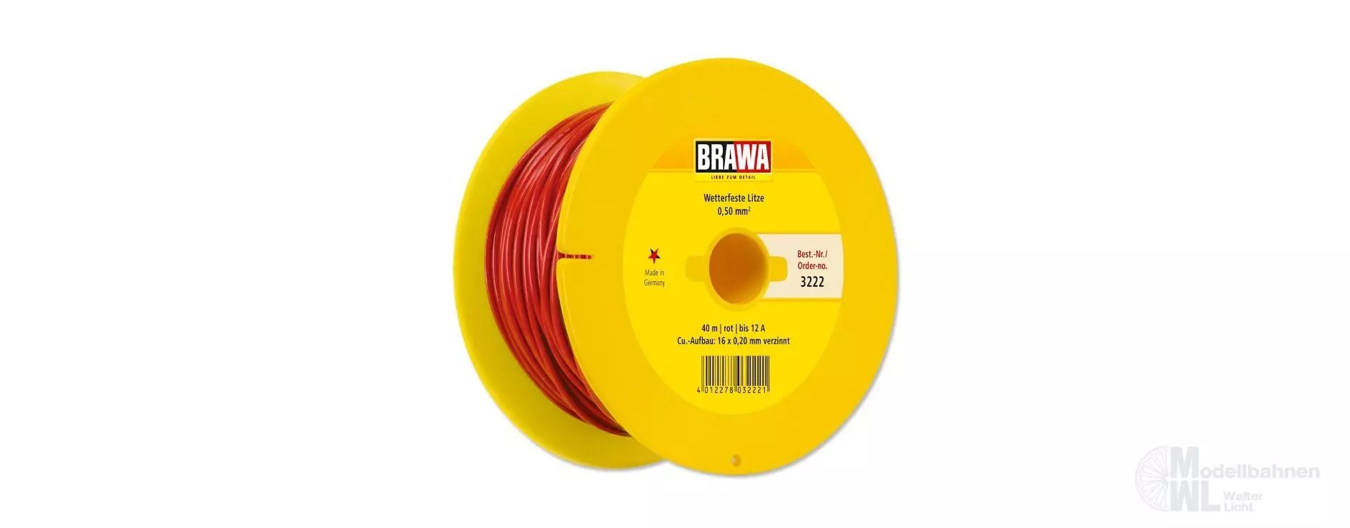 Brawa 3222 - Litze verzinnt rot 40 Meter