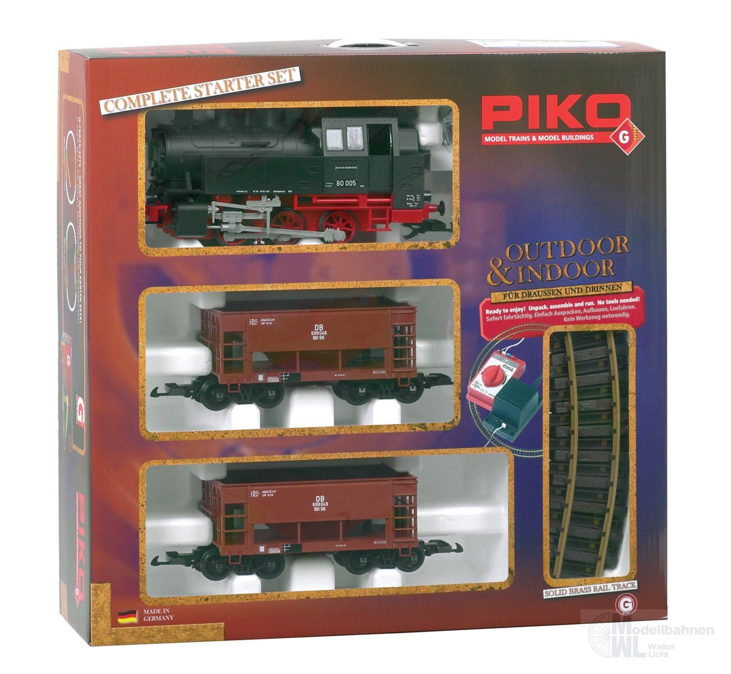 Piko 37100 - Start-Set Güterzug BR 80 + 2 Schüttgutwagen SPUR G 1:22,5