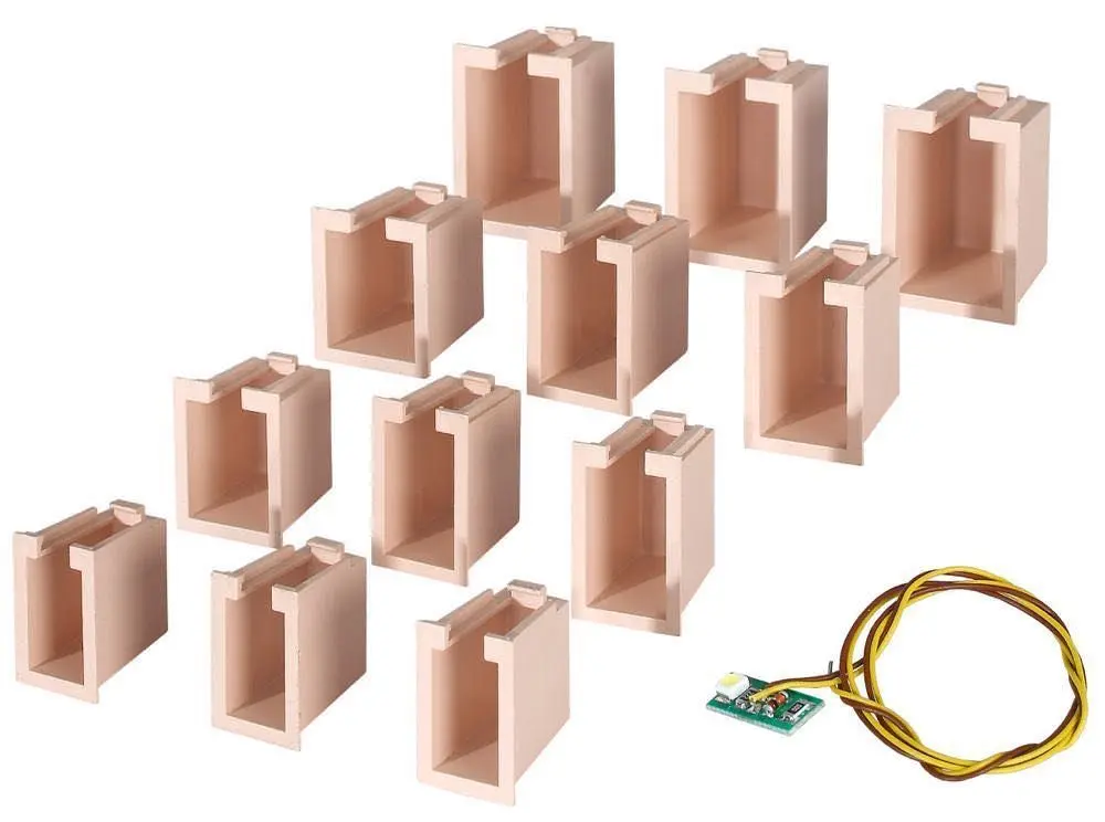 Viessmann 6005 - Startset Hausbeleuchtung 12 Boxen 4 verschiedene Größen 1 LED weiß H0 1:87