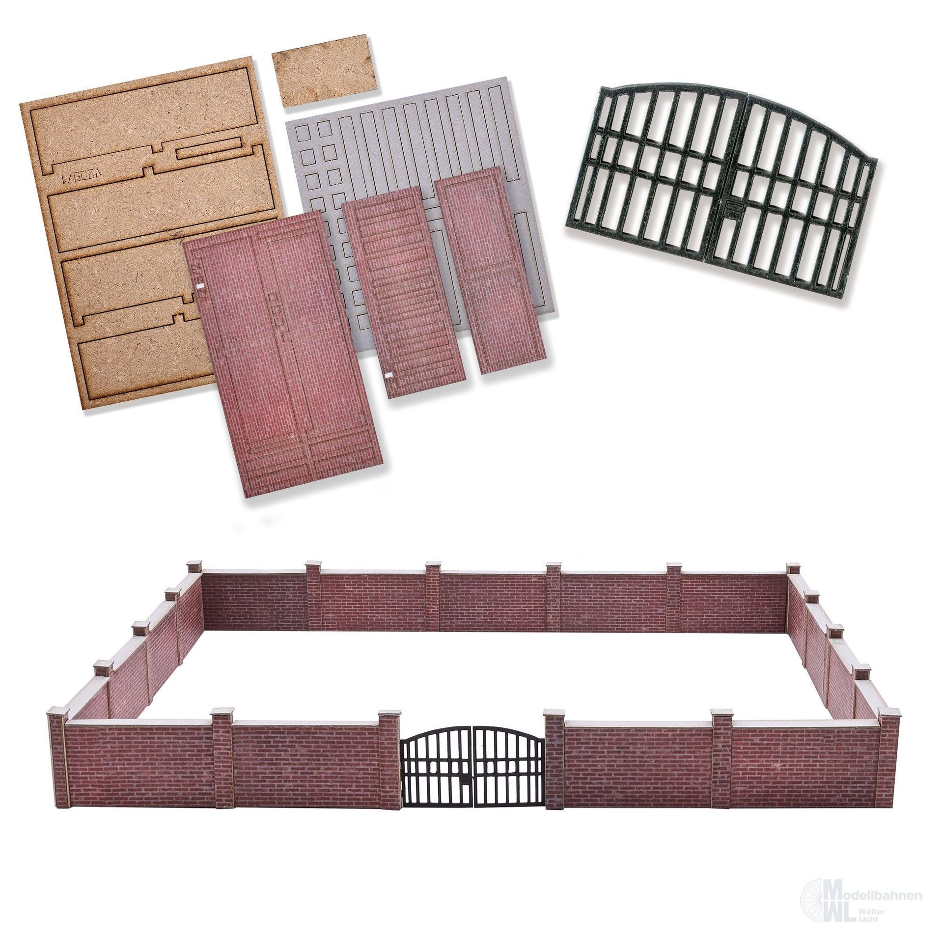 Busch 8923 - Ziegelmauer mit Tor TT 1:120