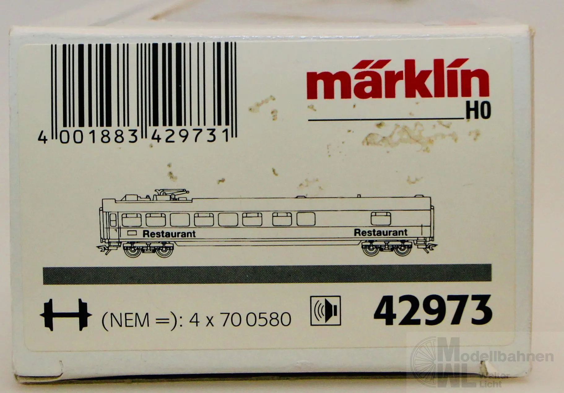 Märklin 42973 - MÄRKLIN - Schnellzugwagen DB Ep.IV Südwind Restaurant H0/WS