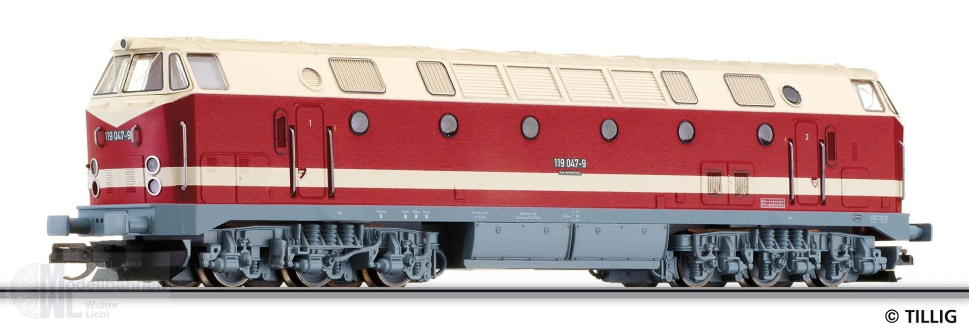 Tillig 502587 - Diesellok BR 119 047-9  DR Ep.IV Kramermütze (ex. 02783) TT 1:120