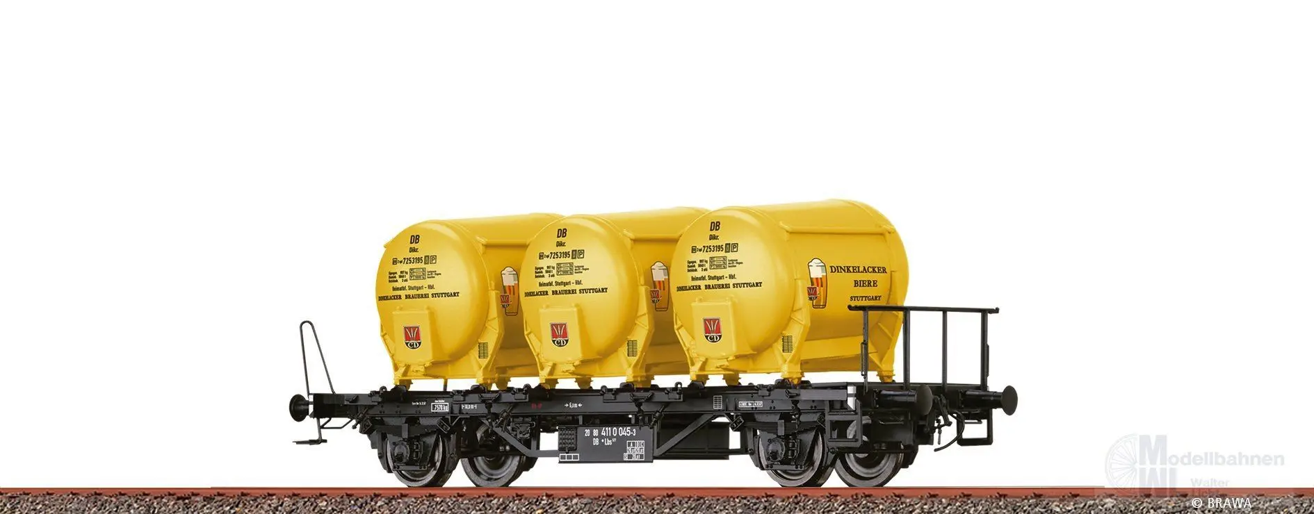 Brawa 50608 - Behältertragwagen DB Ep.IV Lbs 577 mit Ddikr 621 Dinkelacker H0/GL