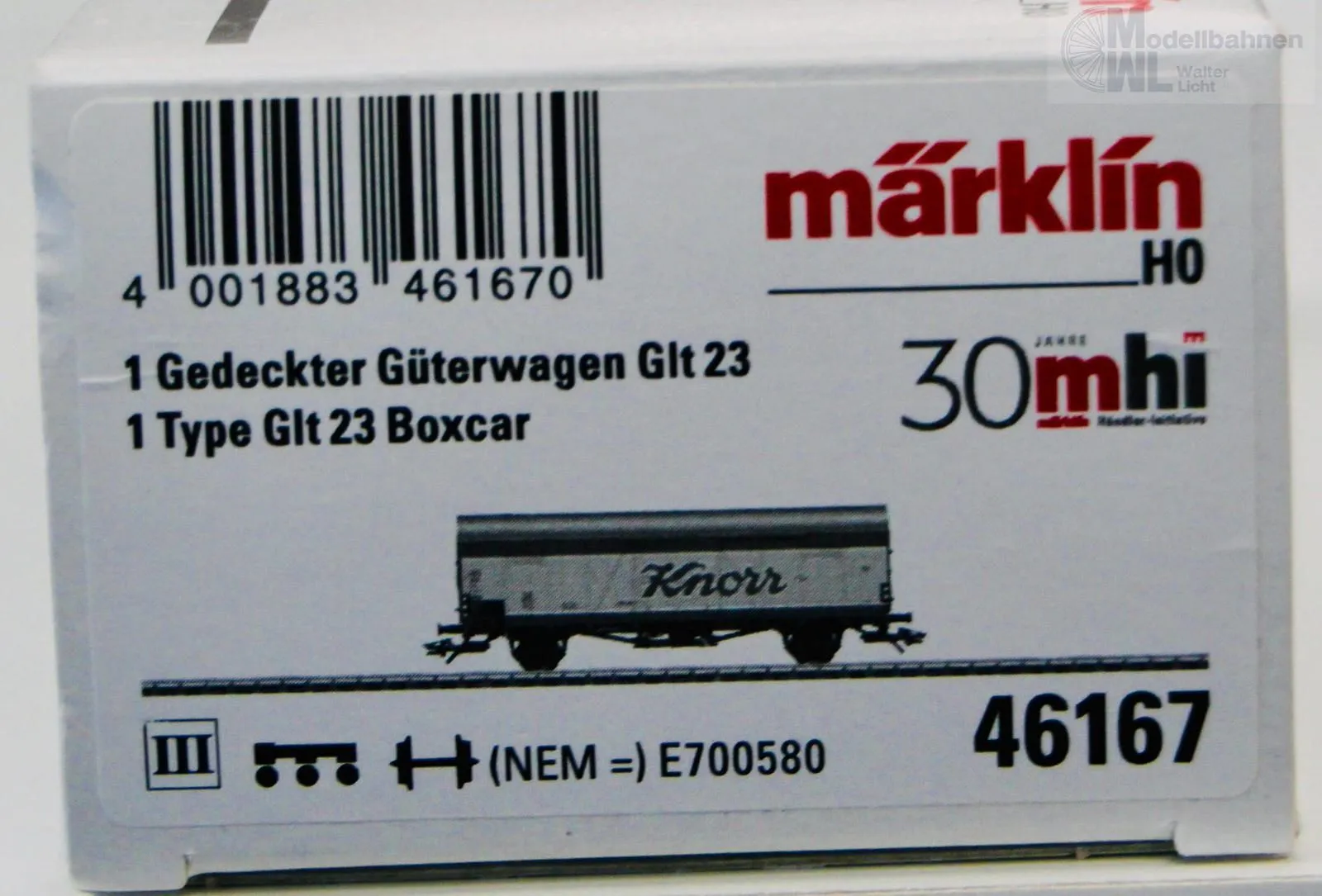 Märklin 46167 - MÄRKLIN - MHI Güterwagen ged. DB Ep.III Knorr Glt 23 H0/WS