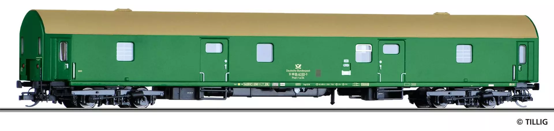 Tillig 16813 - Bahnpostwagen Deutschen Bundespost Ep.V Post me-bll/242 TT 1:120