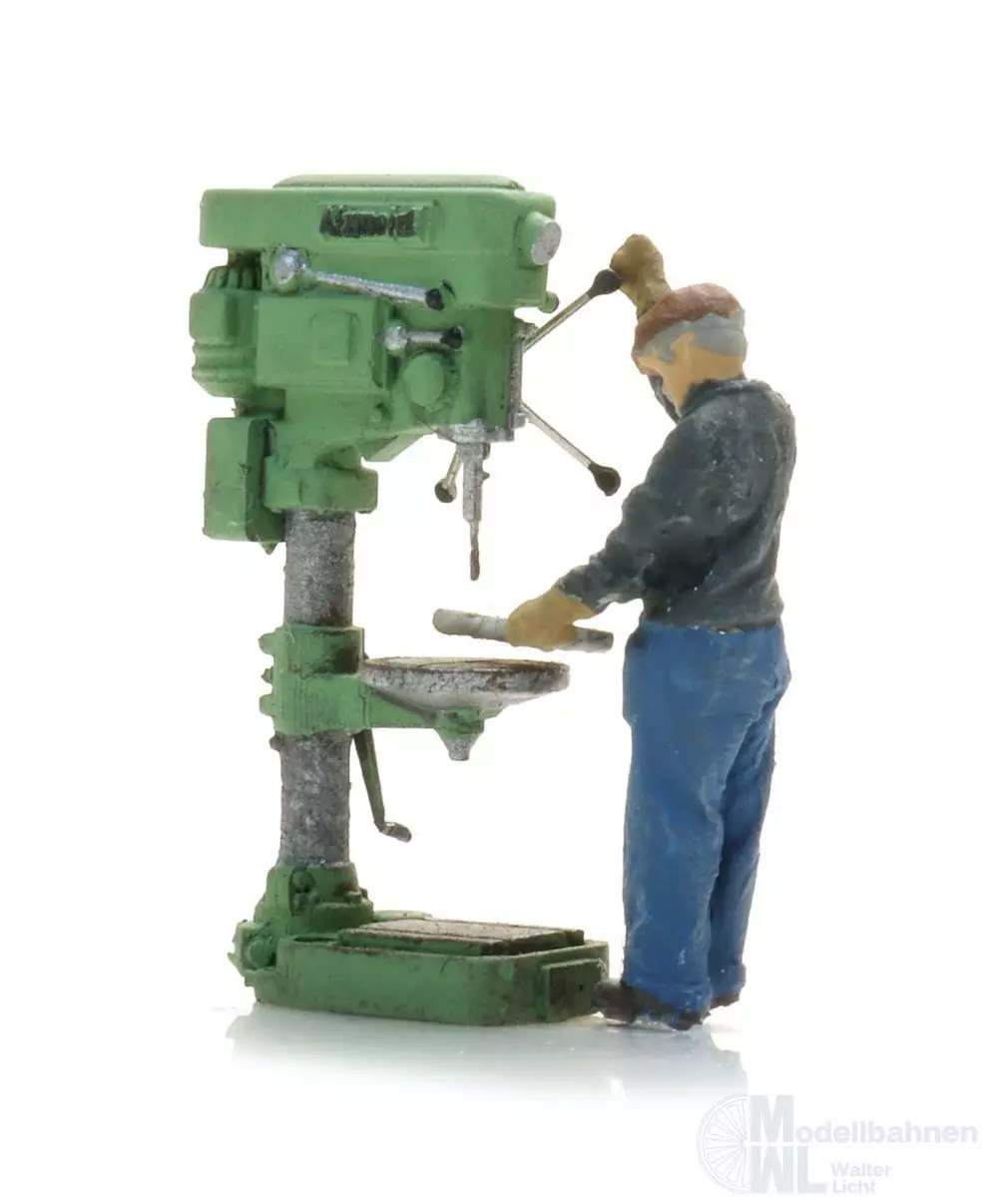 ARTITEC b.v. 387.661 - Säulenbohrmaschine mit Figur Fertigmodell H0 1:87