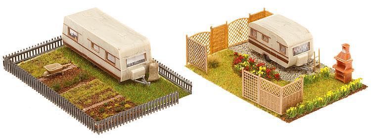 Faller 180495 - 2 Schrebergärten mit Wohnwagen H0 1:87 Faller 180495 - 2 Schrebergärten mit Wohnwagen H0 1:87