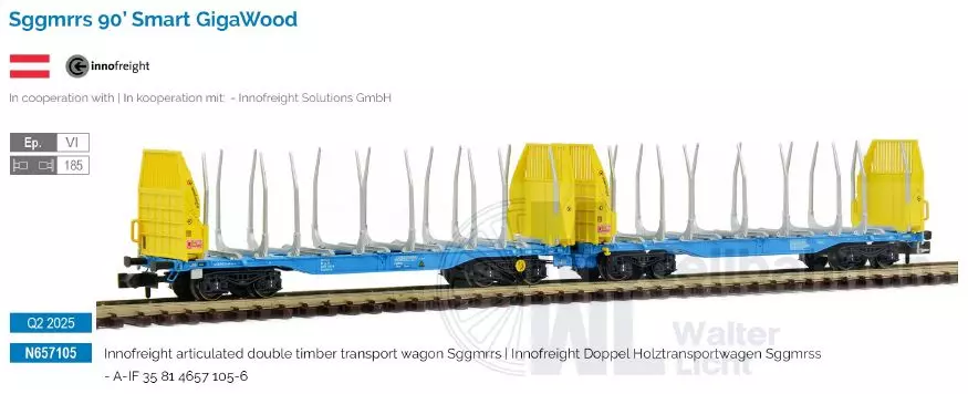 Sudexpress N657105 - Holztransportwagen Sggmrrs 90 Innofreight Ep.VI N 1:160