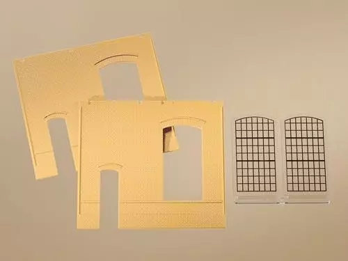 Auhagen 80602 - Wände 2325B gelb, Industriefenste H0 1:87