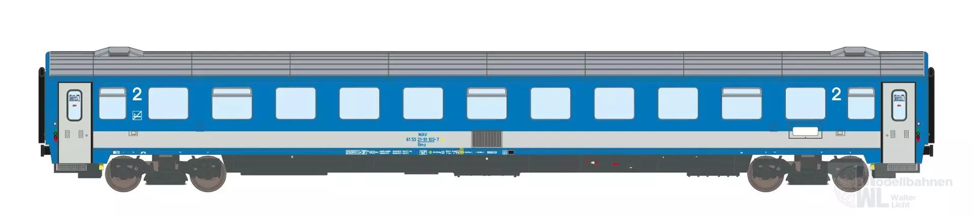 ASM 195514 - Personenwagen MAV Ep.V Bmz 21-91.1 2.Kl. EC25/24 4.Betr.Nr. N 1:160