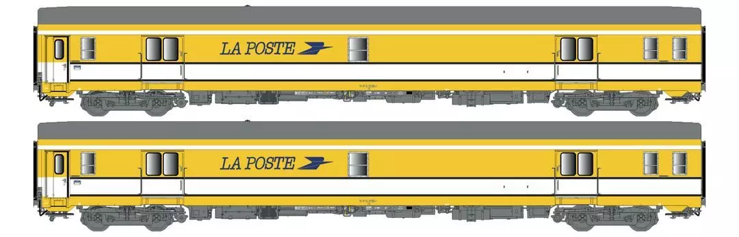 LS Models 40445 - Postwagen Set SNCF Ep.IV PA UIC La Poste gelb 2.tlg. H0/GL