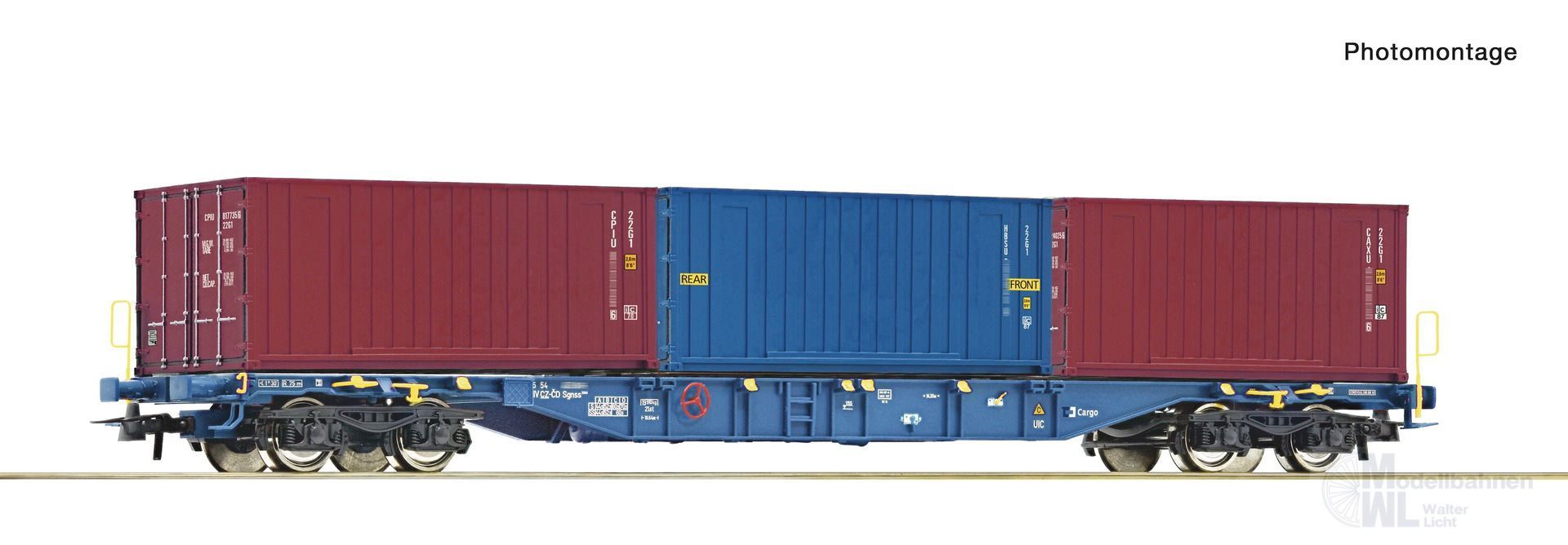 Roco 6600145 - Containertragwagen CD Cargo Ep.VI 3*20ft Container H0/GL