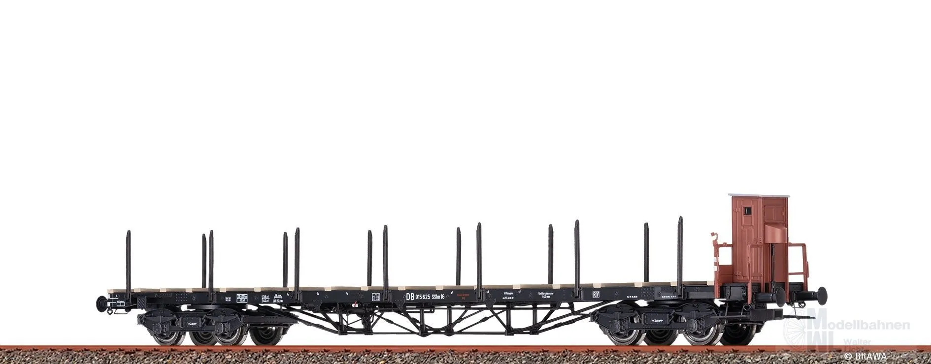 Brawa 51342 - Drehgestellflachwagen DB Ep.III SSlm 16 H0/GL