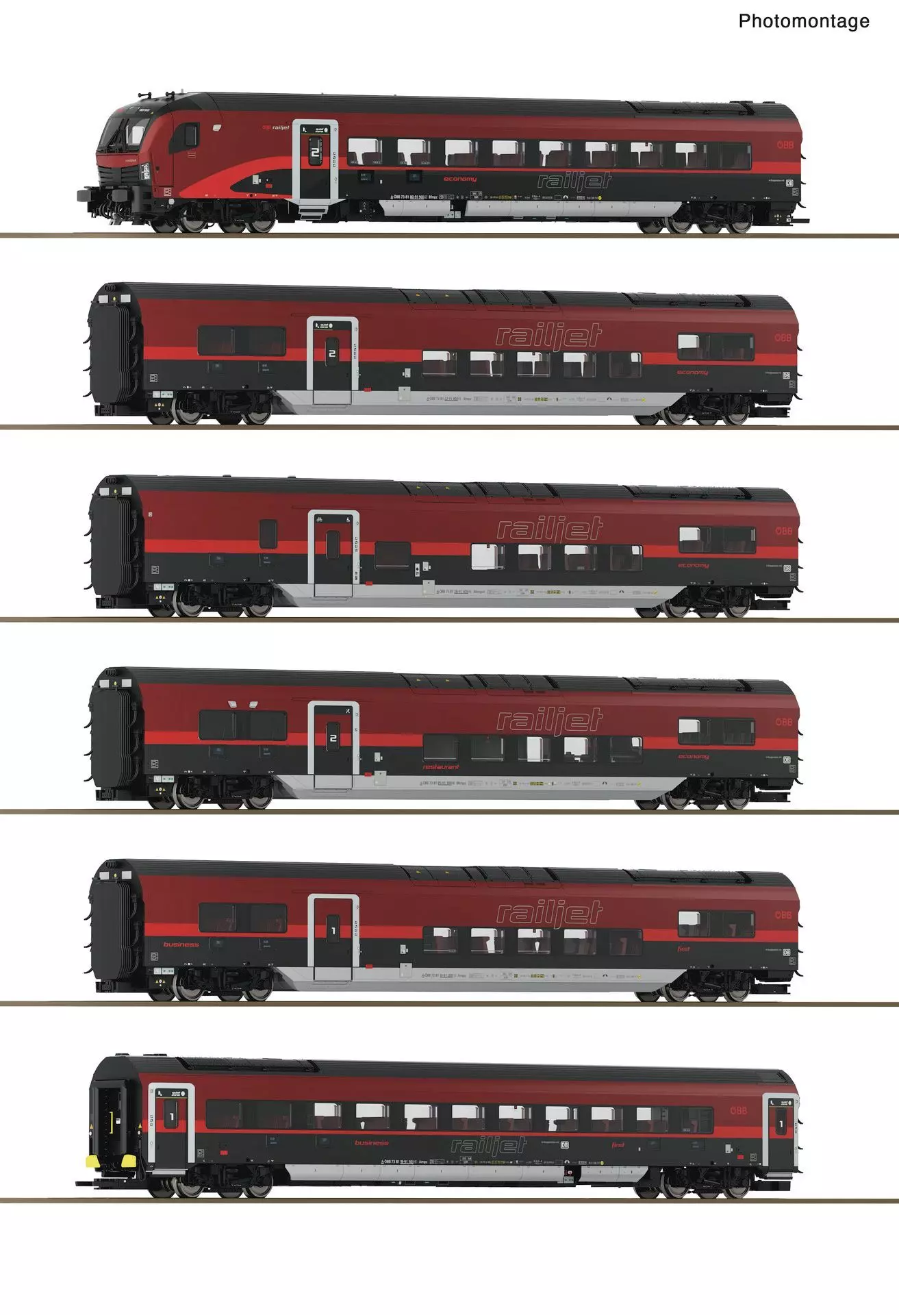 Roco 6200178 - Personenwagen Set Railjet ÖBB Ep.VI 6.tlg. H0/GL